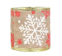 Ruban de décoration de Noël, 6 m, imitation lin, bordure dorée et argentée, flocon de neige pour bricolage, cadeaux, loisirs créatifs, emballage de fête (1)