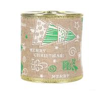 Ruban de décoration de Noël, 6 m, imitation lin, bordure dorée et argentée, flocon de neige pour bricolage, cadeaux, loisirs créatifs, emballage de fête (3)