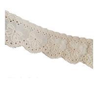 Ruban De Dentelle Ajouré Garniture décorative de 16 Yards, dentelle coton blanc ivoire, broderie, ruban à œillets, couture(10 Ivory 4cm)