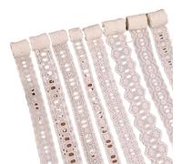 Ruban De Dentelle Ajouré Nœud en dentelle creuse coton brodé de points fleurs, 15 Yards, bord verrouillage, ruban blanc cassé, nœuds for cheveux, artisanat bricolage(D Off White 18MM)