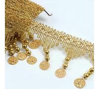 Ruban de dentelle avec pendentif doré et argenté, 1 m, pour spectacle, fête, cosplay, mariage, vêtements, couture, accessoires - 31 x 80 mm - 1 m