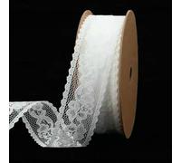 Ruban de dentelle blanc de 5 m x 25 mm pour emballage cadeau, Noël, mariage, loisirs créatifs, accessoires de couture sans élastique