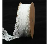 Ruban de dentelle blanc de 5 m x 25 mm pour emballage cadeau, Noël, mariage, loisirs créatifs, accessoires de couture sans élastique
