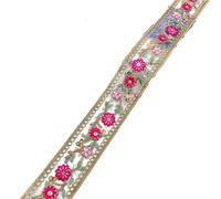 Ruban de dentelle brodé de fleurs, 5 mètres, for bricolage, couture, rideaux, nappes, accessoires de décoration(Rose red)