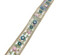 Ruban de dentelle brodé de fleurs, 5 mètres, for bricolage, couture, rideaux, nappes, accessoires de décoration(Green)
