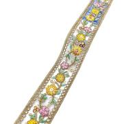 Ruban de dentelle brodé de fleurs, 5 mètres, for bricolage, couture, rideaux, nappes, accessoires de décoration(Yellow)