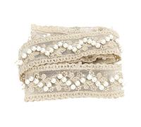 Ruban de Dentelle Décoratif, 2 Mètres, Style Perle, Tissu de Garniture Perlée pour Artisanat et Décoration de Mariage