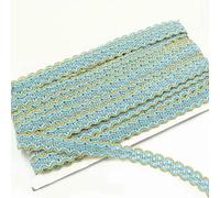 Ruban de dentelle doré et argenté en forme de S, 15 mm de large, 4,5 m, accessoire décoratif pour rideau, nappe, chapeau, bleu clair