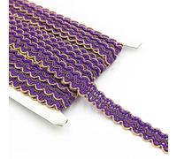 Ruban de dentelle doré et argenté en forme de S, 15 mm de large, 4,5 m, accessoire décoratif pour rideau, nappe, chapeau, violet foncé
