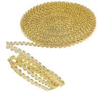 Ruban de Dentelle Floral Doré 6mm, Bordure Gimp pour Couture | Polyester, Finition Scintillante, Usage sur Appliqués de Robe et Création Nuptiale, Rouleau 50m