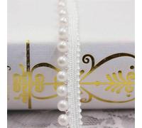 Ruban de dentelle perlé blanc/noir/doré, 1 mètre, ruban de garniture, tissu en dentelle africaine, couture faite à la main, matériaux d'artisanat, vêtements-blanc SG-018-1 mètre