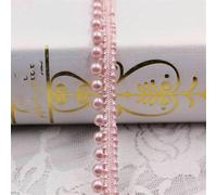 Ruban de dentelle perlée blanc/noir/doré, 1 mètre, ruban de garniture, tissu en dentelle africaine, couture faite à la main, matériaux d'artisanat, vêtements, rose SG-018, 1 mètre
