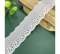 Ruban de dentelle vintage en coton - Ruban décoratif - Pour couture, artisanat, décoration de Noël, rideau de mariage, boîte cadeau, 28 mm x 10 m, blanc