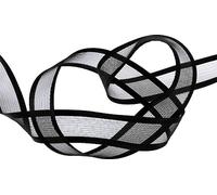 Ruban de deuil noir 25mm x 25m avec bord en fil métallique pour les arrangements funéraires et la décoration