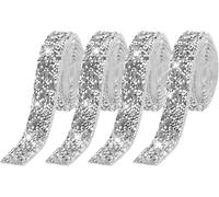 Ruban De Diamant En Résine Strass Auto-Adhésif - Rouleau De Ruban De Cristal Scintillant - Bricolage Art Décors (Argenté, 20mm)