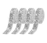 Ruban de Diamant en Résine Strass Auto-Adhésif - Rouleau de Ruban de Cristal Scintillant - Bricolage Art Décors (Argenté, 20mm)