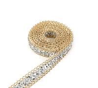 Ruban de en Cristal de 5 Mètres, 15 Mm, Bord doré, Ruban argenté, Rouleau d'emballage Scintillant, Décoration de Ruban de Strass, Autocollants de Ruban DIY pour Sacs à