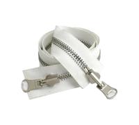 Ruban de fermeture à glissière en nylon, Fermetures à glissière réversibles rotatives en métal à Double curseur, réparation de couture, bricolage 5#8#60-120cm multicolore(Whitesilver,8# 60cm)