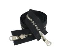 Ruban de fermeture à glissière en nylon, Fermetures à glissière rotatives en métal à Double curseur, multicolores 5#8#60-120cm for la couture et le bricolage(Blacksilver,5# 60cm)