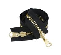 Ruban de fermeture à glissière en nylon, Fermetures à glissière rotatives en métal à Double curseur, multicolores 5#8#60-120cm for la couture et le bricolage(Blackgold,5# 60cm)