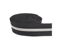 Ruban de fermeture éclair en nylon de 2 à 20 mètres pour couture, sac, kit de réparation de vêtements, DIY 5#,Style 3-Noir-Argent,5 mètres
