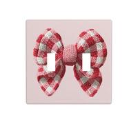 Ruban de fil à crochet à carreaux rouge et blanc - Double bande - Plaque murale - Décoration pour interrupteur - Taille standard - 11,4 x 11,4 cm