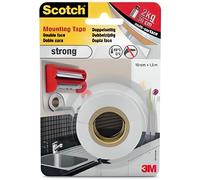 Ruban de fixation double face - 3M - 19 mm x 1,5 m - Adhérence forte - Multi-usages - Blanc