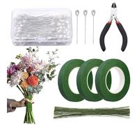 Ruban de fleurs pour bouquets - 1,2 cm de large - Vert - À enrouler autour d'un mariage, d'un bricolage, d'un jardin, d'un anniversaire, d'un arrangement végétal