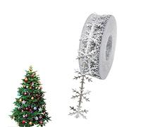 Ruban de flocon de neige avec fil - Dentelle de flocon de neige avec paillettes, rouleau de ruban adhésif | Rouleau d'autocollants ostentatoires en ruban, rouleau pour travaux manuels,