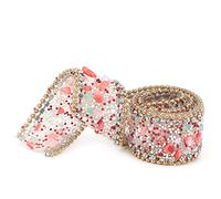 Ruban de Garniture de Chaîne en Cristal Scintillant, Chaîne en de 2.5cm pour Robe de Mariée, Décoration de Chaîne de (Pierre Rouge + Perles dorées et chaîne