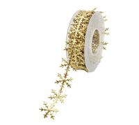 Ruban de garniture de flocon de neige à paillettes - Bande décoration en dentelle à paillettes de 10 m, bordure artisanale scintillante en relief, accessoire d'ornement festif | Décor de fête d'emb