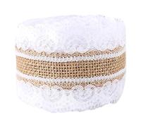 Ruban de Jute avec Dentelle Blanche Naturel - Toile de Jute pour Mariage Fête et Décoration de la Maison