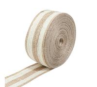 Ruban de jute naturel à bord blanc, 1-10 m/rouleau, ficelle de lin, corde pour emballage, loisirs créatifs, décoration de mariage et de fête - Largeur 2,5 cm x 10 m