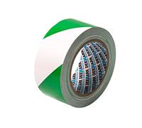 Ruban de marquage au sol en PVC | Ruban de marquage de sécurité en vinyle de qualité supérieure | Pour entrepôts, industries, magasins | Rouleau simple de 50 mm x 33 m (vert/blanc)