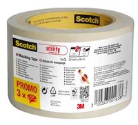 Ruban de masquage Scotch Utility, 24 mm x 50 m, 3 Rouleaux/Emballage, 70% PEFC, SGSCH-PEFC-COC-110078
