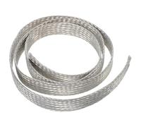 Ruban de Mise à Terre Tressé en Cuivre 1 Mètre Gaine Extensible | Résistant à Corrosion, Gestion D'espace Optimisée, Adapté aux Environnements Industriels Serrés Argenté