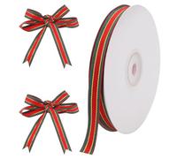 Ruban de Noël 0,4 Pouces x 27 Yards - Buffalo Gingham Rouge et Vert Avec Bord Doré pour Emballage, Bricolage, Couronne, Décoration de la Maison