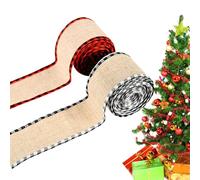 Ruban De Noël - 2 Rouleaux À Bord Écossais Pour Ornements Décoratifs | Ruban Noël De 6,3 Centimètres - Pour Arbre, Couronne, Guirlande, Artisanat, Bouquet Et Décoration