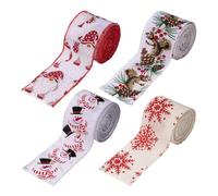 Ruban De Noël | 4 Rouleaux de Décorations de Fêtes de 4,57 m | Motifs De Bonhomme De Neige Décorations En Ruban De Noël | Pour Couronne Escalier Fenêtre Porte Cheminée Jardin Clôture