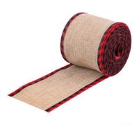 Ruban de Noël à carreaux en lin pour loisirs créatifs, emballages de vacances, garnitures d'arbre et accessoires décoratifs (A)