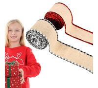 Ruban De Noël Armé,2 Rouleaux Avec Bord Écossais Pour Ornements - Ruban De Noël À Carreaux De 6,3 cm,pour Décoration d'Arbre de Fêtes, Guirlande, Artisanat, Bouquet et