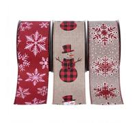 Ruban de Noël avec fil de fer, 6,3 cm, 3 rouleaux de 27,4 m