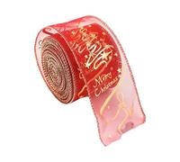 Ruban de Noël avec fil de fer de 6,3 cm pour emballage - Ruban de Noël de 2,2 m de long en organza rouge transparent pour emballage