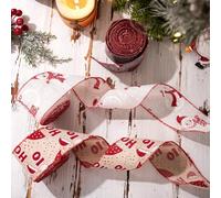Ruban de Noël en lin avec bord métallique conçu pour les guirlandes de fleurs, les couronnes et la décoration de sapin de Noël tout en conservant un look festif (blanc)