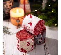 Ruban de Noël en lin avec bord métallique conçu pour les guirlandes de fleurs, les couronnes et les garnitures de sapin de Noël gardant l'aspect festif intact (blanc)