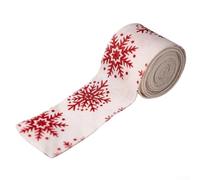 Ruban de Noël en lin coloré avec bord métallique pour décoration d'arbre, emballage de cadeaux et fabrication de couronnes, 5 m (style flocon de neige)
