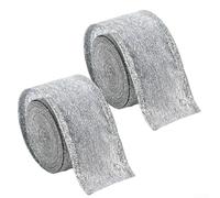 Ruban de Noël en maille pailletée festive, satin organza métallique avec paillettes, élégant bord métallique décoratif en polyester pour les vacances, les travaux manuels, l'emballage (4,9 cm, argenté