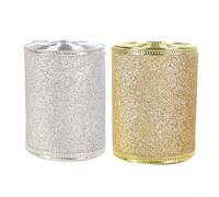 Ruban De Noël Pailleté 6.3cm X 6m Bordure Rigide Doré Pour Décorations | Fabriqué En Polyester pour durable Convient Aux Mariages Et Fêtes Bords Métalliques Flexibles Adaptés Au Façonnement