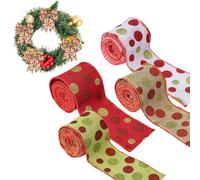 Ruban De Noël Pour Artisanat | 4 Rouleaux De Toile De Jute À Points Pailletés,Ruban Pour Décoration De Sapin De Noël | Pour Automne Halloween Décoration Sapin Et Couronne Porte Centre Table