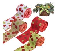 Ruban De Noël Pour Sapin - 4 Rouleaux De Toile De Jute À Points Pailletés,Ruban De Noël | Pour Automne Halloween Décoration Sapin Et Couronne Décoration Porte Centre Table Fête